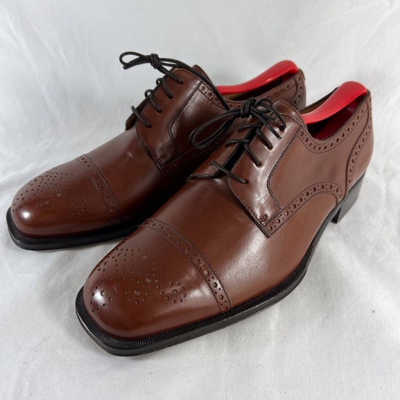 BALLY Brown Leather Derby Semi Brogue Loafers Made in Switzerland Marked as 8US - Picture 3 of 13